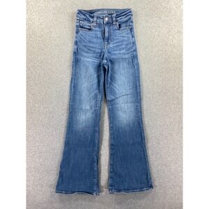 American Eagle Jeans 000 (22x29) Super High Rise Flare Stretch Boho Preppy